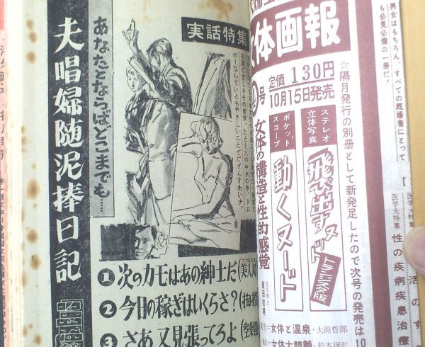 【夫婦生活（昭和３５年１０月号）】特集「夫唱婦随泥棒日記」・「働く人妻 真昼の情事実話」等_画像3