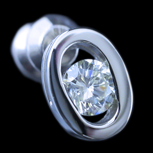 天然ダイヤモンド 0.2ct プラチナ オーバル 手作り 片耳用 シングル ピアス pierced 片方 Pt900/D:0.247ct_画像2