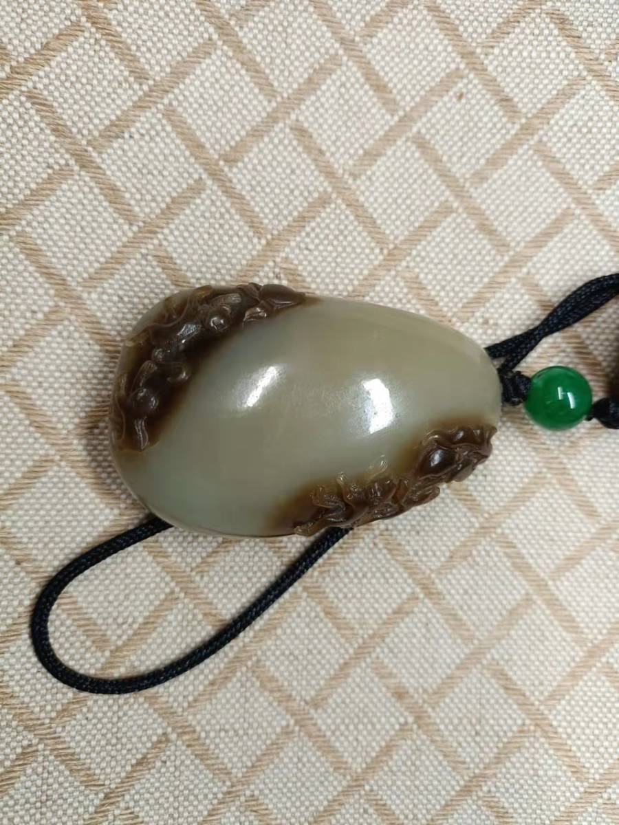 唐物 砡 時代物 猴彫玉飾-