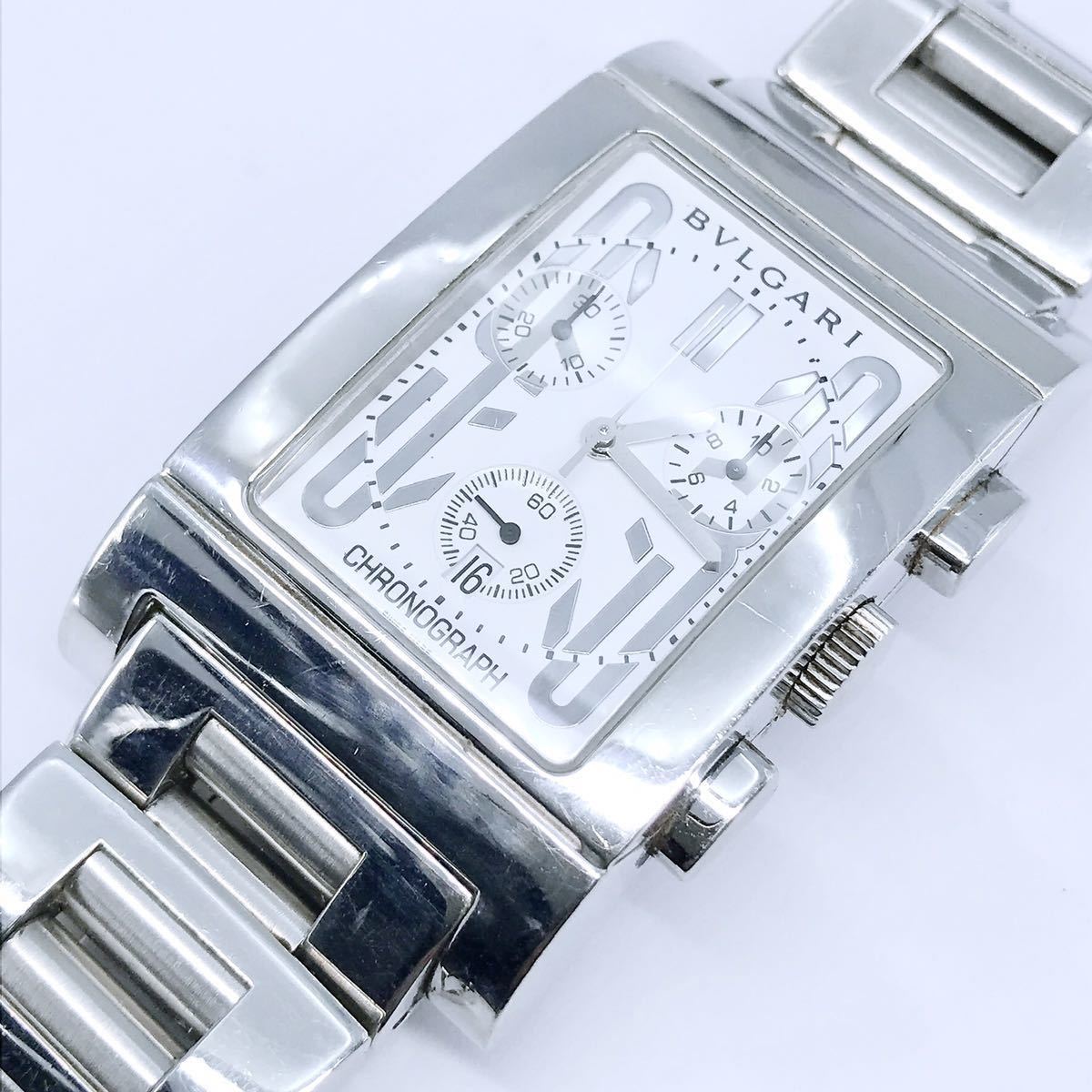 BVLGARI ブルガリ レッタンゴロ RTC49S メンズ クロノグラフ クォーツ デイト 腕時計 本物 正規品｜PayPayフリマ