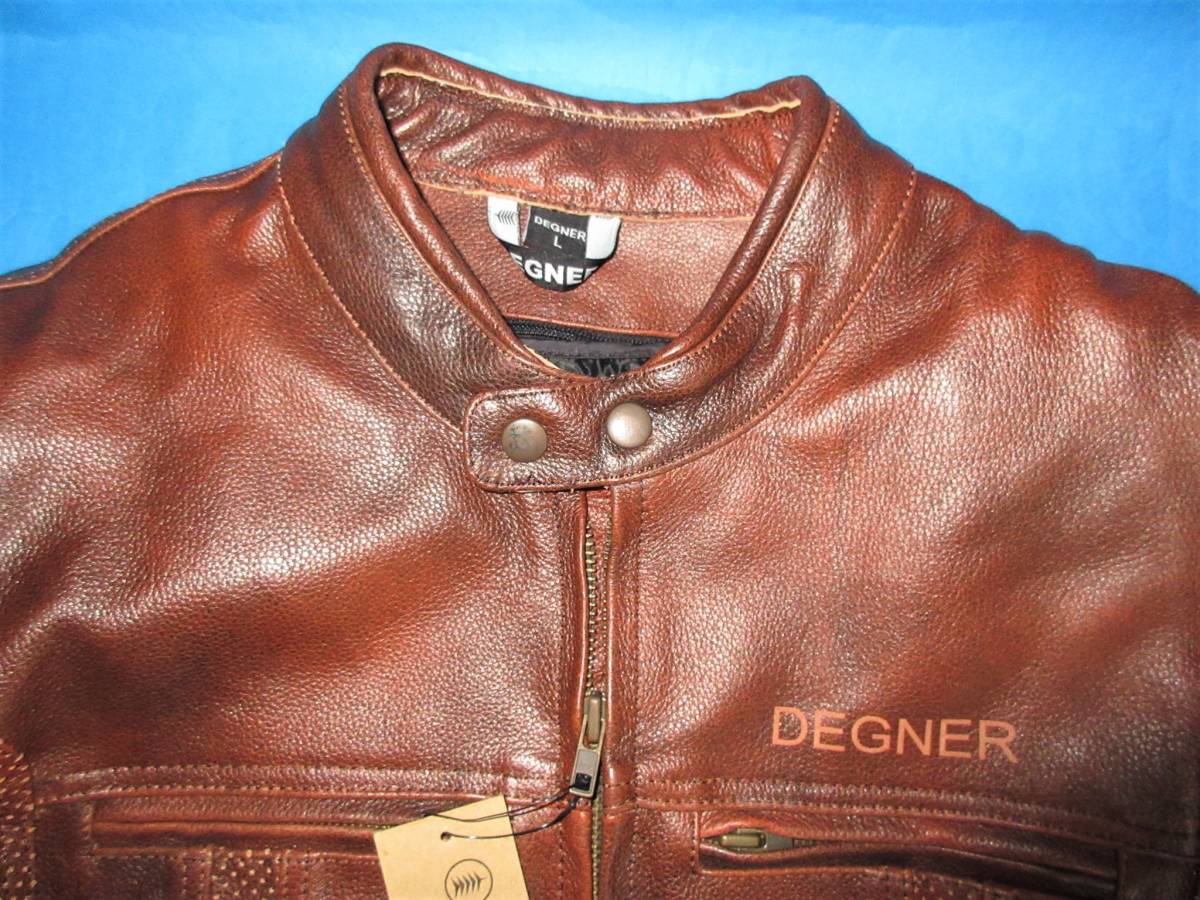  Degner *2WAY line mesh leather jacket L black .... dense brown regular price 53460 jpy * new goods 