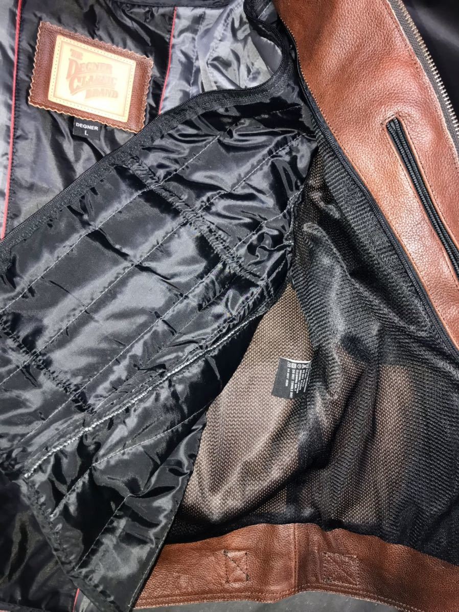  Degner *2WAY line mesh leather jacket L black .... dense brown regular price 53460 jpy * new goods 
