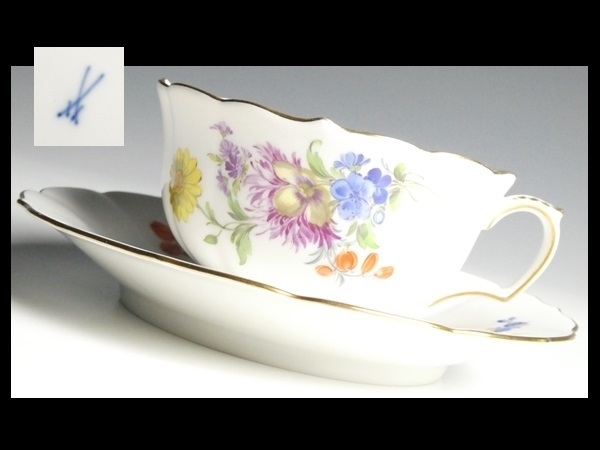 になると 【超希少 マイセン 5つ花 カップ&ソーサー 旧画法】Meissen