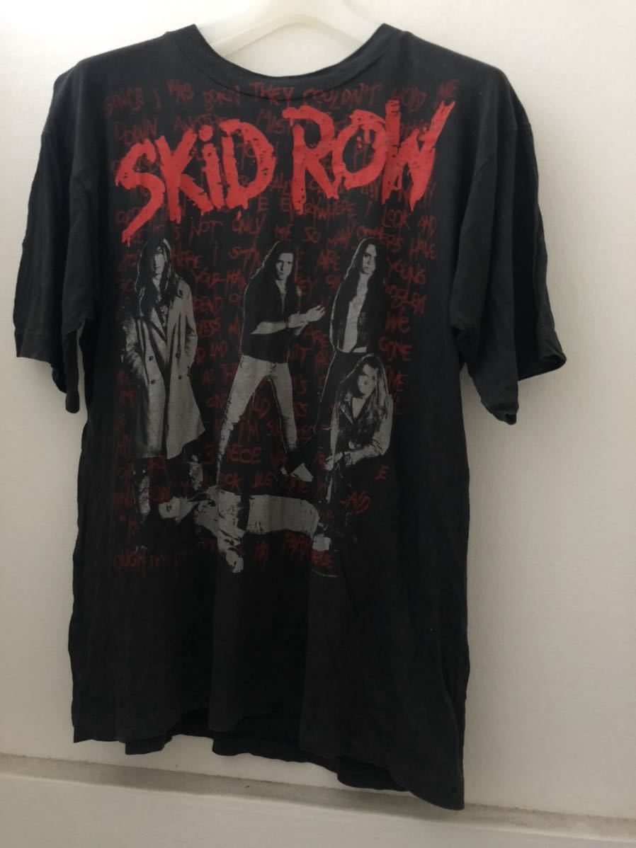 人気アイテム ブラック L コピーライトあり（1990年） ヴィンテージTシャツ スキッド・ロウ I Row Skid / LIVE SURVIVED Tシャツ
