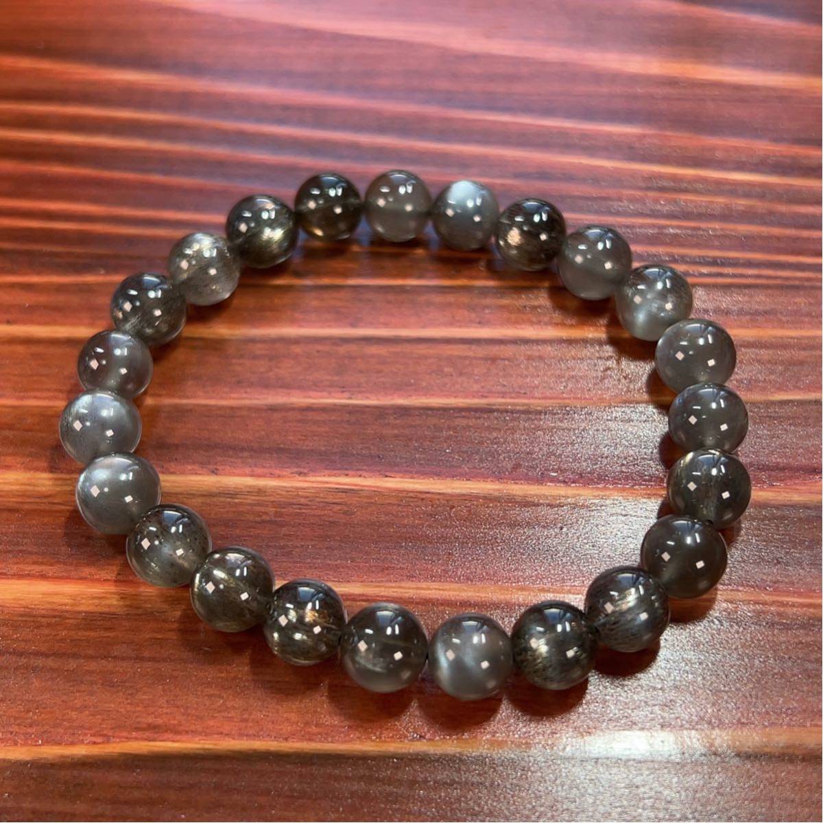 ハイクオリティ ブラックサンムーンストーンブレスレット 2 全粒シラー