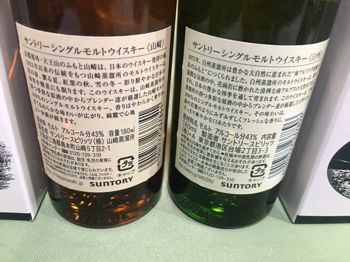 送料無料】サントリー 山崎 白州 ミニボトル 180ml うすづくり 送料無料】サントリー 山崎 白州 ミニボトル 180ml うすづくり