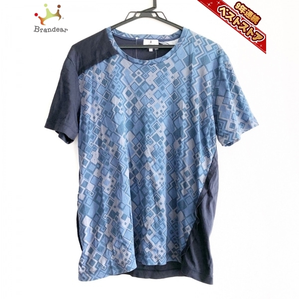 ランバンオンブルー LANVIN en Bleu 半袖Tシャツ サイズ48 XL 最大の割引 クルーネック - メンズ ダークネイビー×ブルー×マルチ 販売 トップス