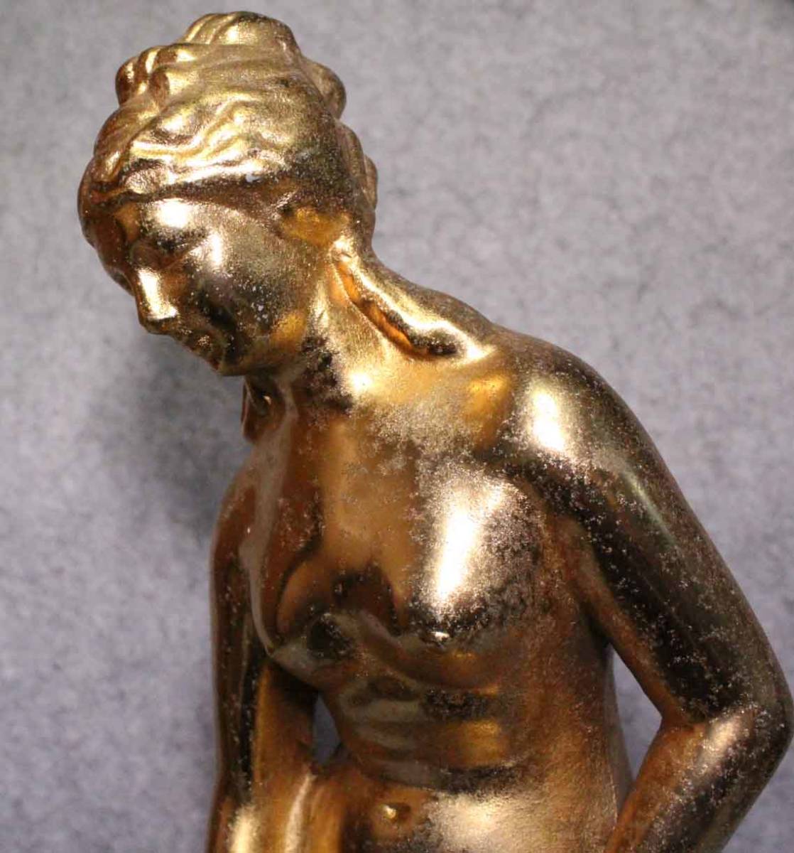 【破格値下げ】 女性像 金属工芸 - Yahoo!オークション 置物 裸婦像 41.5cm 金色 彫刻・オブジェ