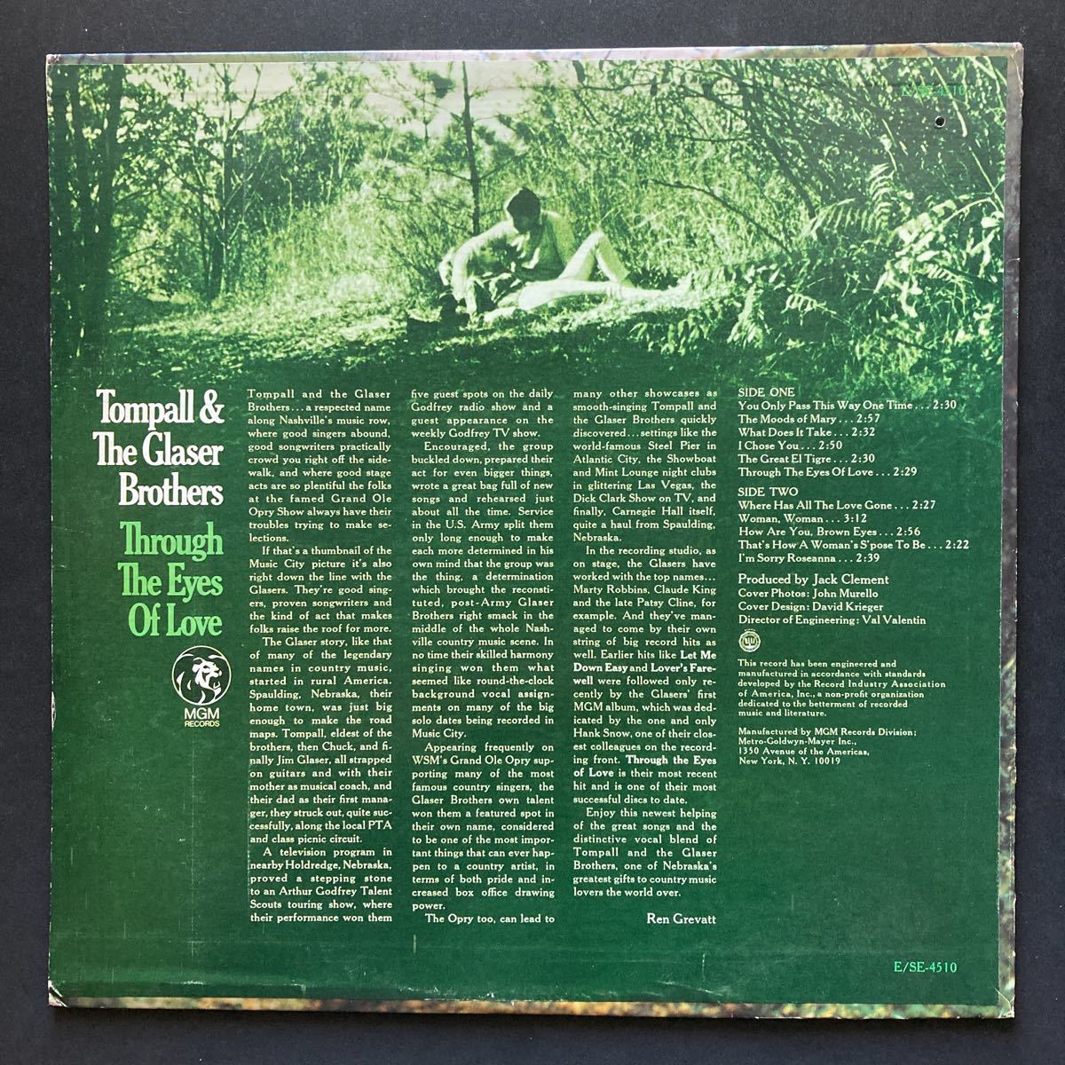 LP TOMPALL AND THE GLASER BROTHERS / THROUGH THE EYES OF LOVE_画像2