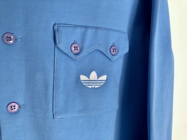  Adidas кнопка жакет blue Франция производства джерси made in FRANCE 80s adidas боковой страна происхождения бирка Vintage VENTEX запад Германия производства 