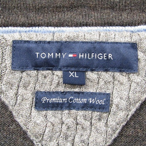 Tommy Hilfiger サイズ XL アーガイル コットン ニット セーター Vネック 薄手 ブラウン系 トミー ヒルフィガー 古着 ビンテージ 1F2838_画像4