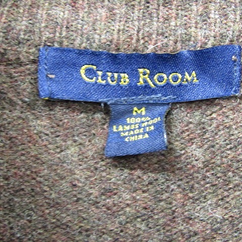 ラム ウール Vintage サイズ M Club Room プルオーバー ニット セーター 無地 単色 薄手 ハイゲージ ブラウン 古着 ビンテージ 1F2840_画像4