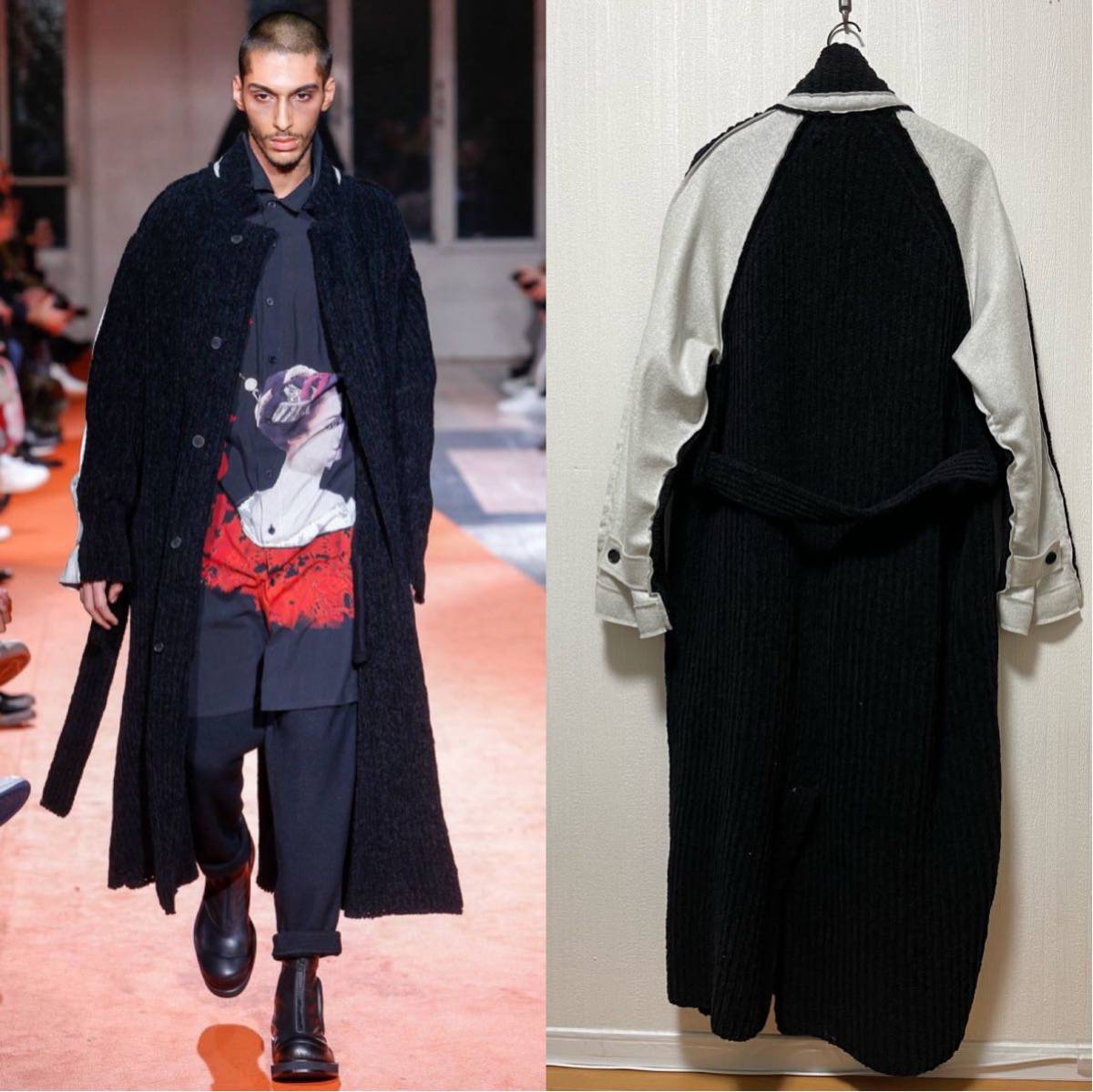 YOHJI YAMAMOTO POUR HOMME молдинг длинное пальто 3 вязаный пальто Yohji Yamamoto 2018ss