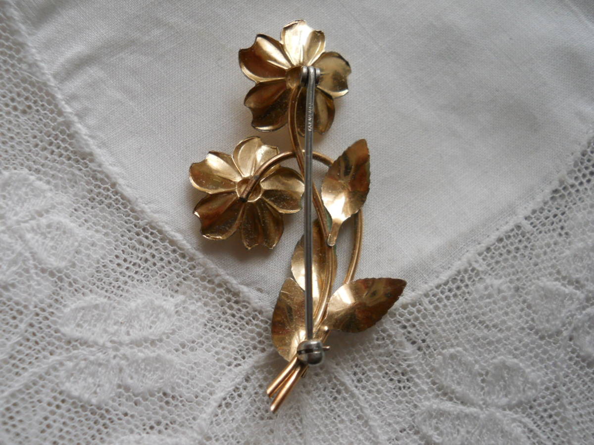  America made Vintage Krementzkre men tsu..... that flower brooch enamel skill pearl 