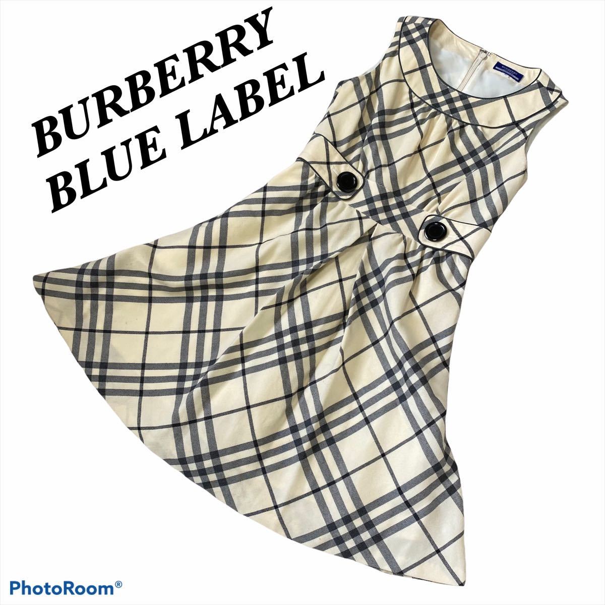 BURBERRY BLUE LABEL バーバリーブルーレーベル 【日本産】 AL完売しました ノバチェック Aライン 36 ノースリーブ ワンピース