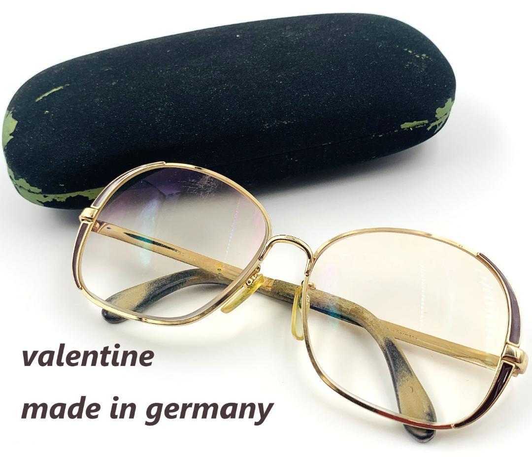 valentine Made in Germany 130 MH フレーム 金張り ゴールド 度入り メガネ 眼鏡 めがね 高級 ドイツ製  アンティーク レトロ ケース付き
