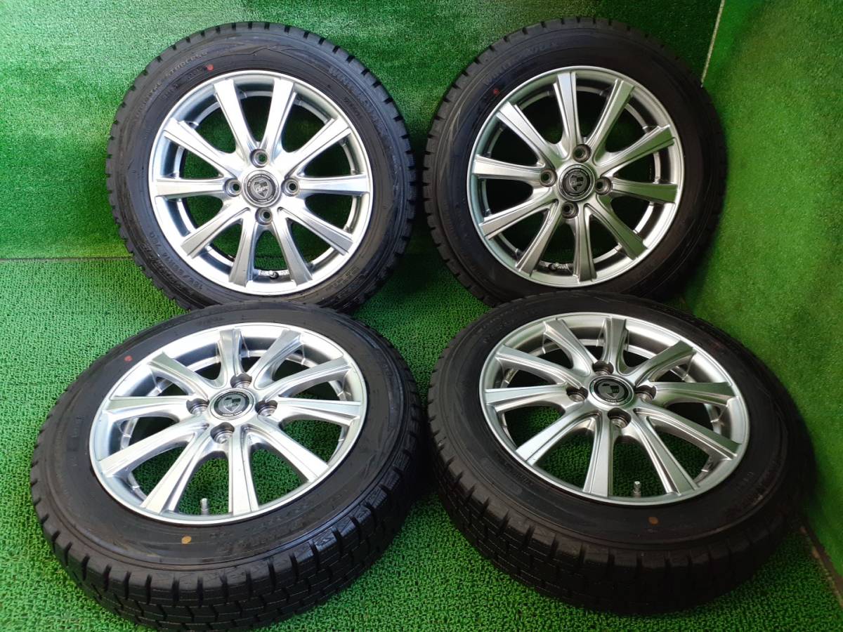 ワゴンR等に ダンロップ WM01 155/65R14 社外ホイール付溝有冬タイヤ付