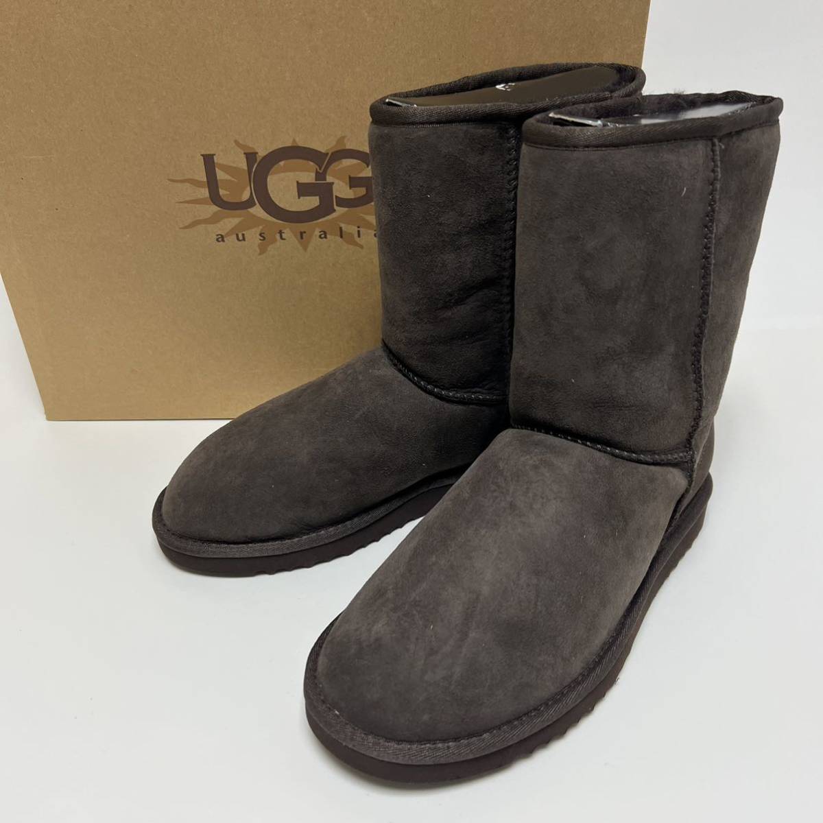 セール】 25cm 新品 アグ UGG ムートンブーツ グレー バックリボン