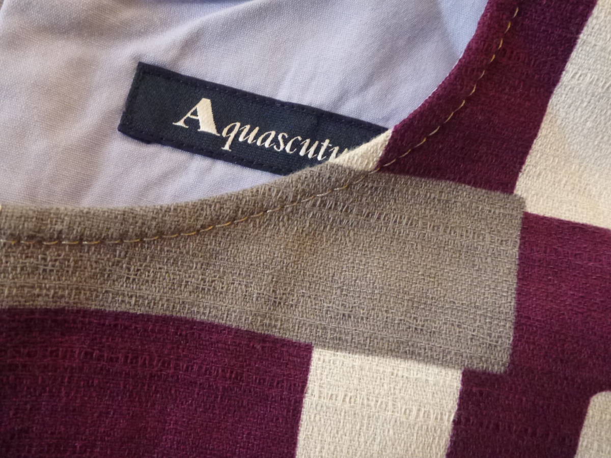 6.5万 美品 アクアスキュータム（Aquascutum）★レナウン　日本製　紫×グレー×水色　ワンピース　10　L相当_画像8