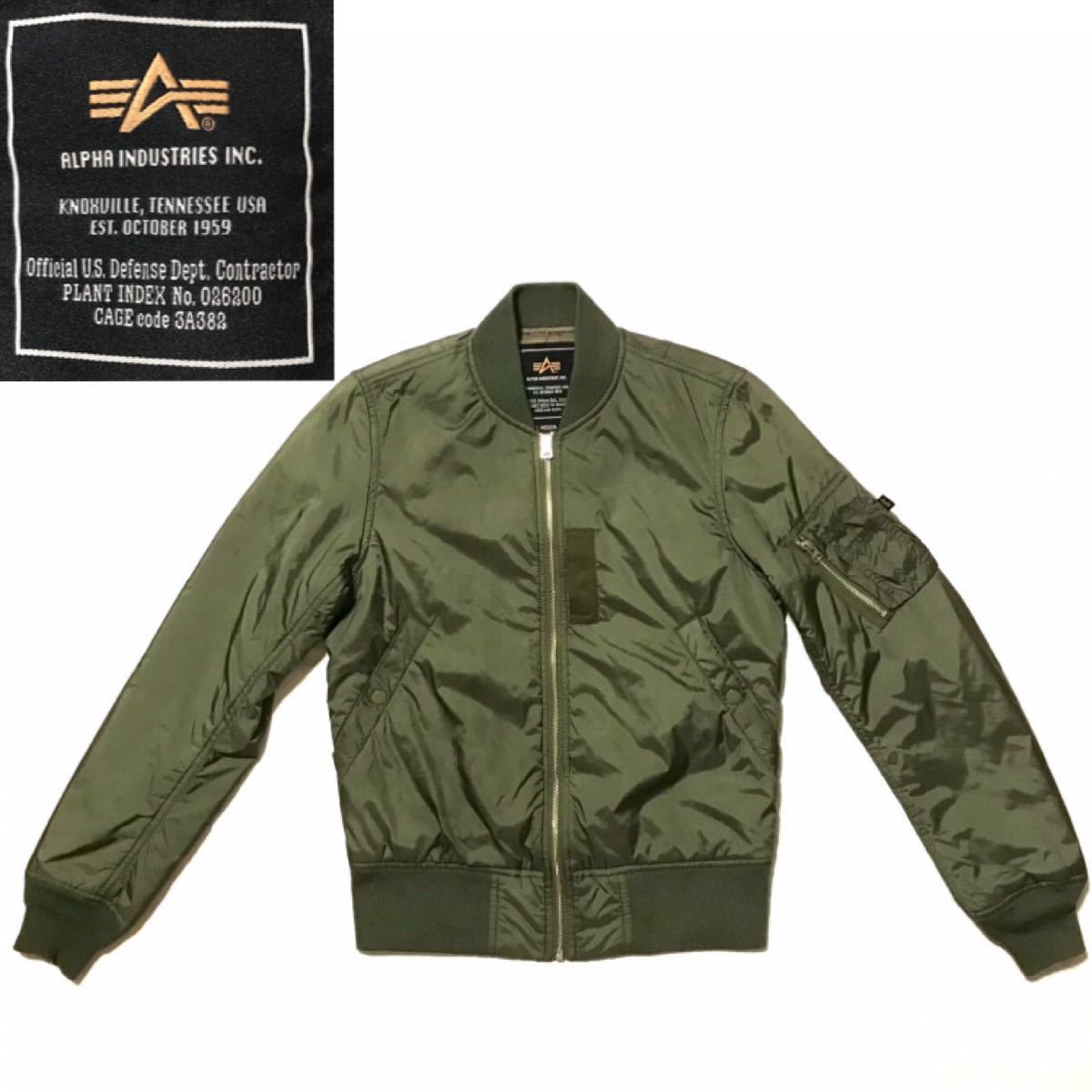 米国ライセンス 薄手 M MEDIUM メンズ ALPHA INDUSTRIES アルファインダストリーズ MA1 primaloft プリマロフト  オリーブグリーン