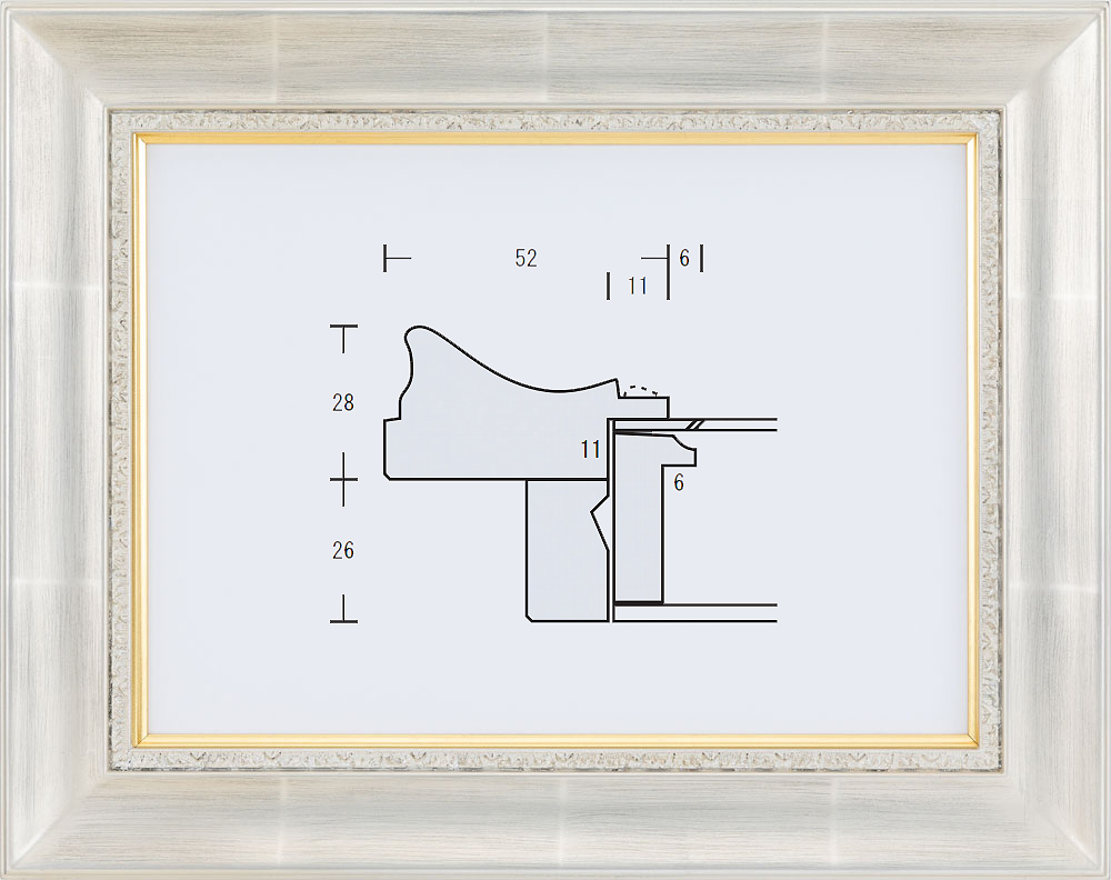 額縁 油彩額縁 油絵額縁 木製フレーム 裾野マットなし シルバー