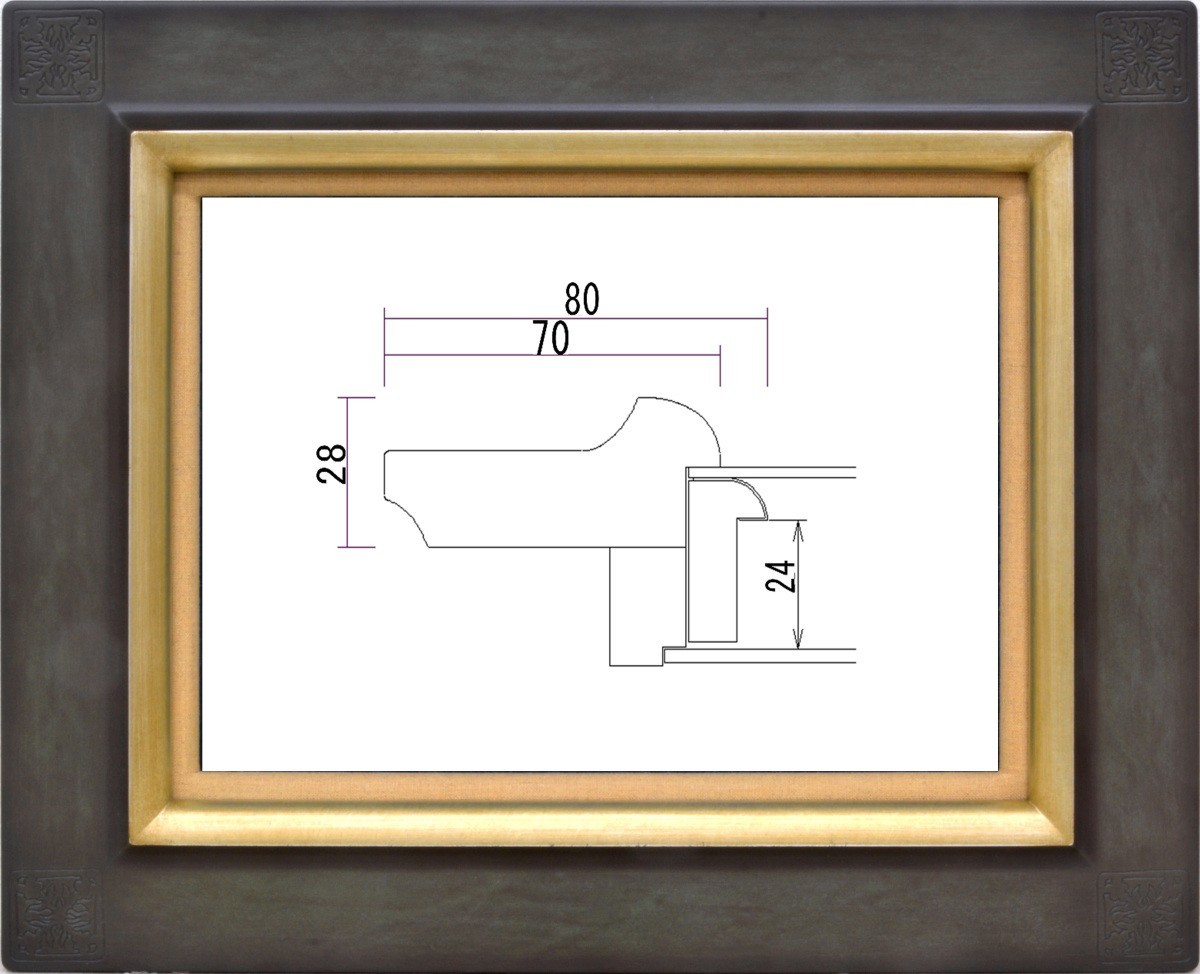 油絵/油彩額縁 木製フレーム 高級額縁 アクリル付 7103 サイズ F30号