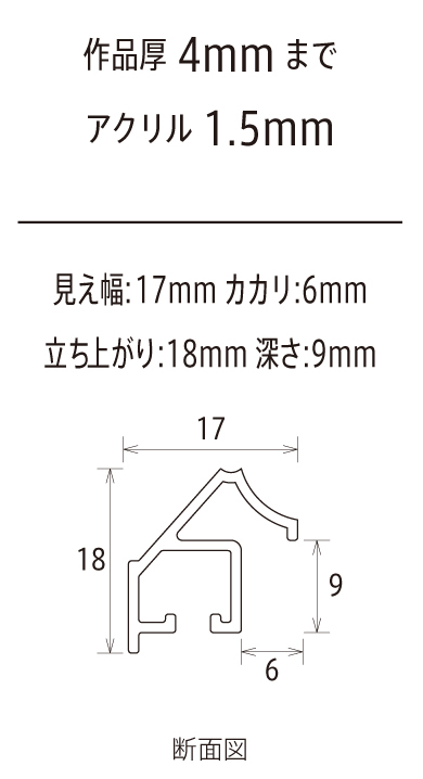 デッサン用額縁 アルミフレーム MG シルバー サイズMO判_画像3