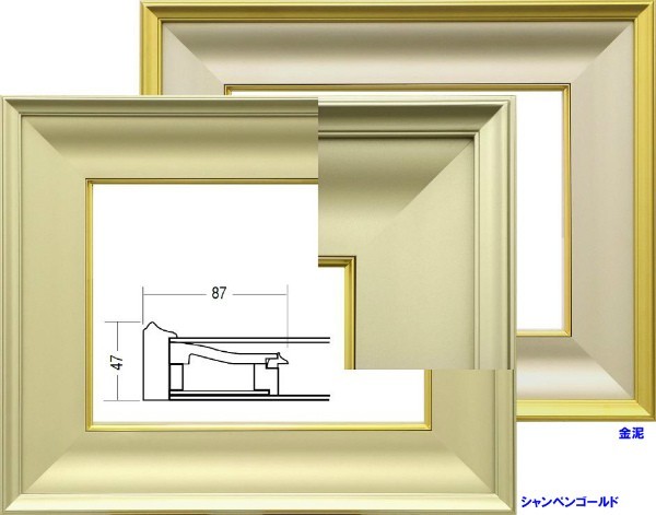 油絵/油彩額縁 木製フレーム 3407 アクリル付 サイズ P10号 金泥 ( ゴールド マッド)_画像2