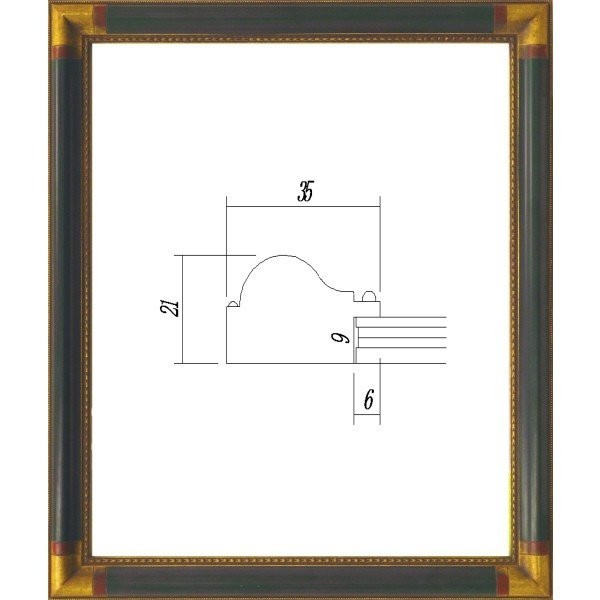 デッサン用額縁 木製フレーム 7510 八ッ切サイズ アンティークグリーン_画像1