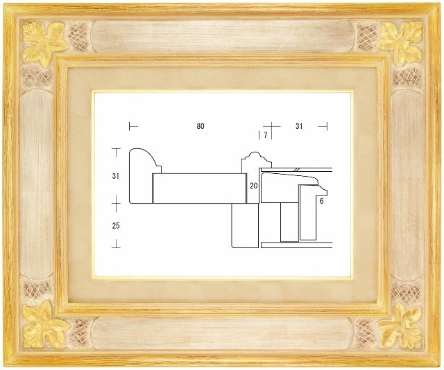 額縁 油彩額縁 油絵額縁 木製フレーム メープル サイズF4号 | ve