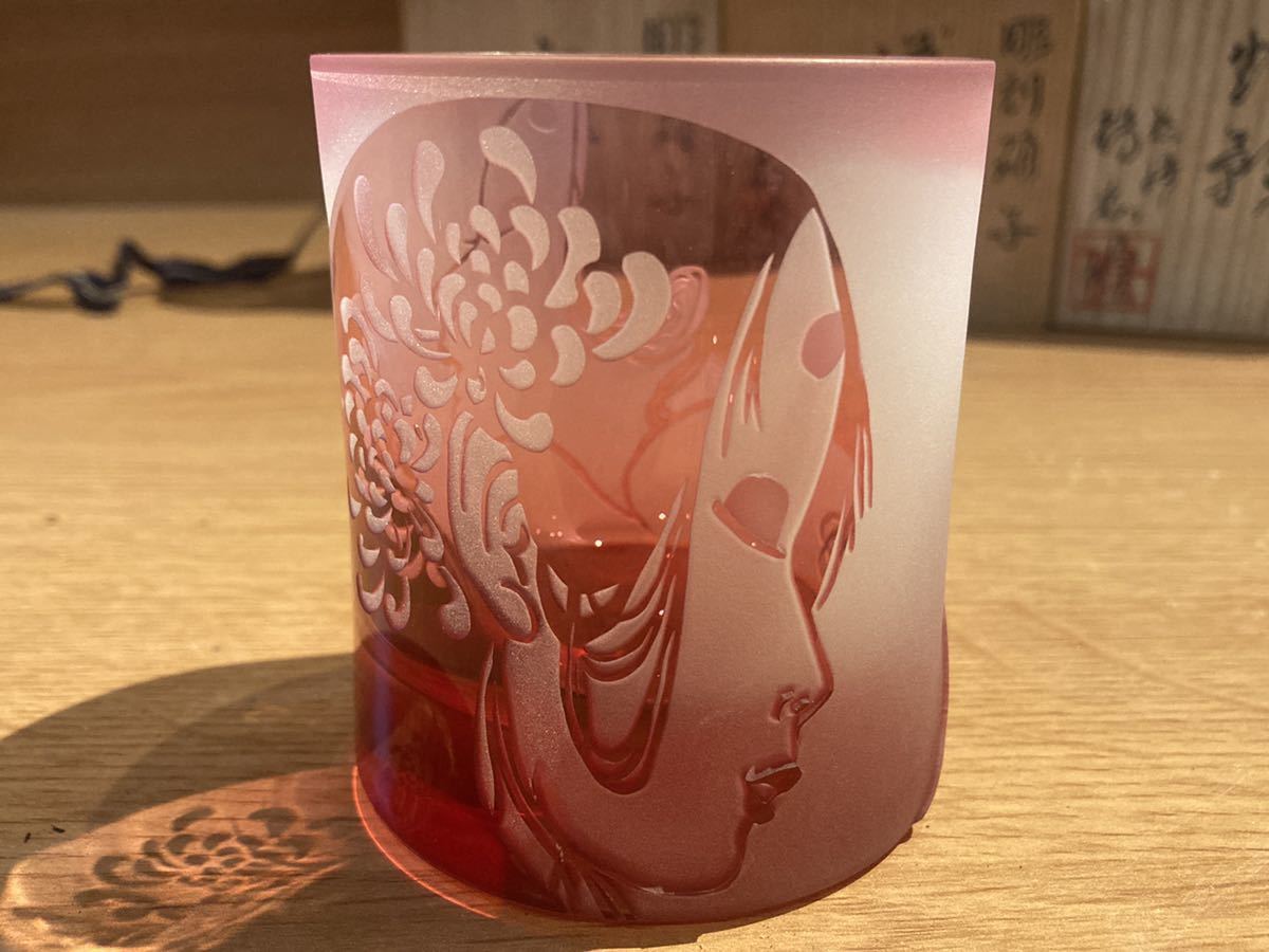 長崎 ガラス工芸 南蛮船 ぎやまん 彫刻硝子 グラス3点まとめ ステンドグラス 橋本修 切子 ロックグラス 未使用品 元箱 桐箱 3