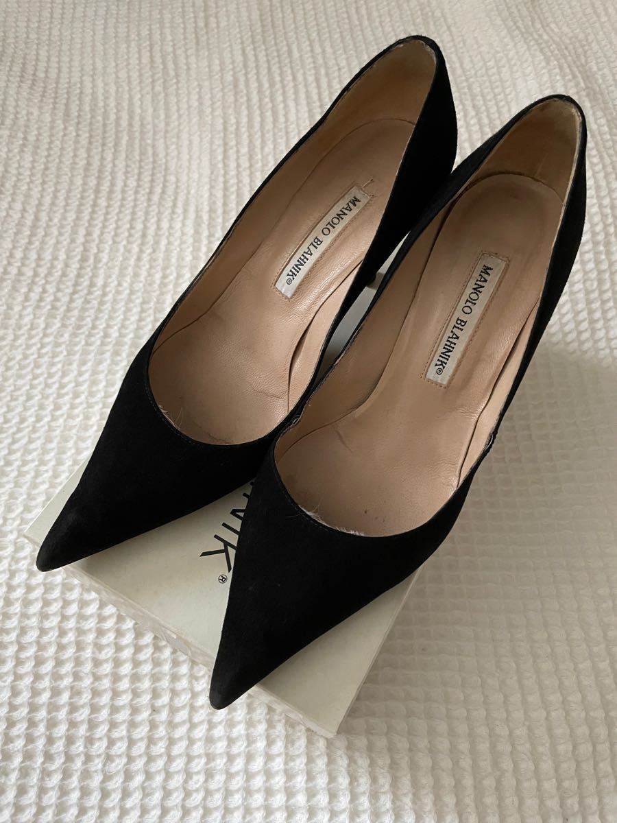 美品マノロブラニク MANOLO BLAHNIK ブラック黒スエードパンプス39