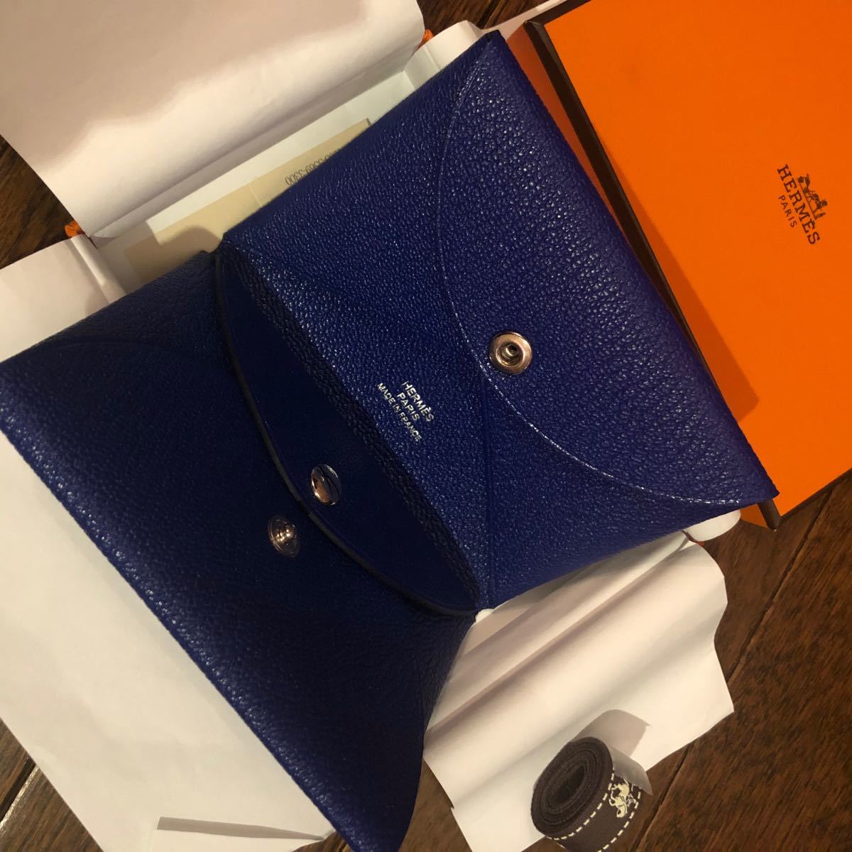 HERMES エルメス 新品未使用 カルヴィ デュオ ブルーフランス レア