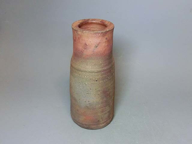 473266 中村六郎 作 備前焼 耳付花入(共箱)茶道具・陶芸家-