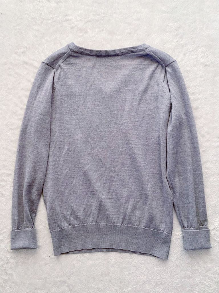 KiTSUNE sizeS Франция производства шерсть свитер V шея серый лисица mezzo n мужской 