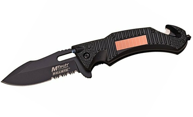 フォールディングナイフ　折りたたみナイフ　ソーラー充電式LEDライト付き　ライナーロック　黒