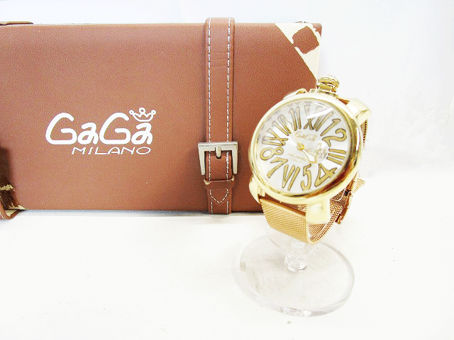 D 2021福袋 GAGA MILANO MANUALE 激安正規 46 ゴールド 時計 マヌアーレ 腕時計 ガガミラノ