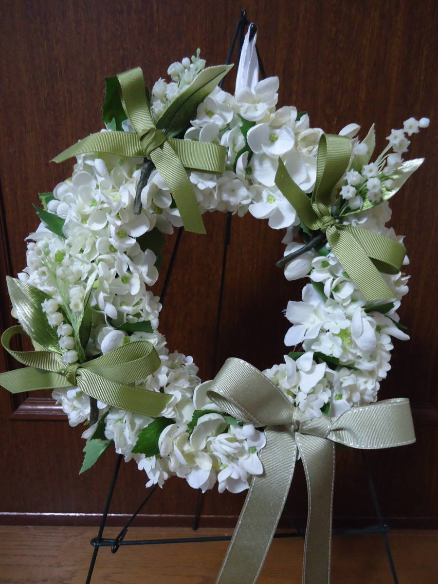 ! work adjustment!a-tifi car ru flower! artificial flower! lease!28cm!....! ribbon! white green! marks liefrejie! ornament! final product 