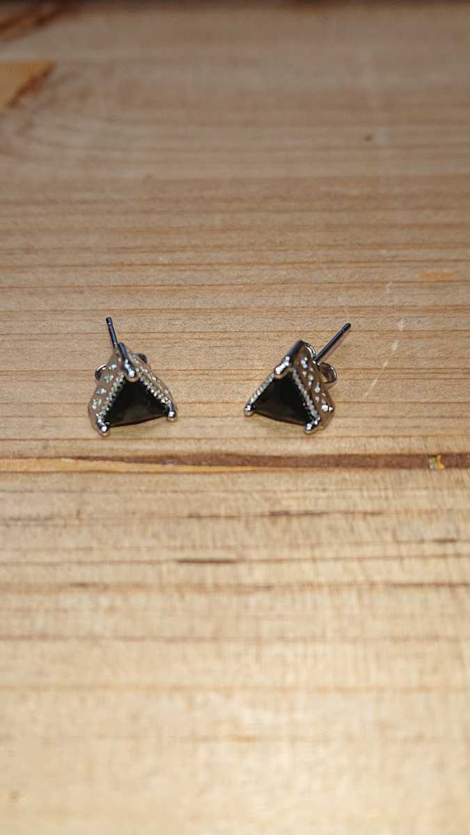  men's earrings triangle silver 925 1 pair black 