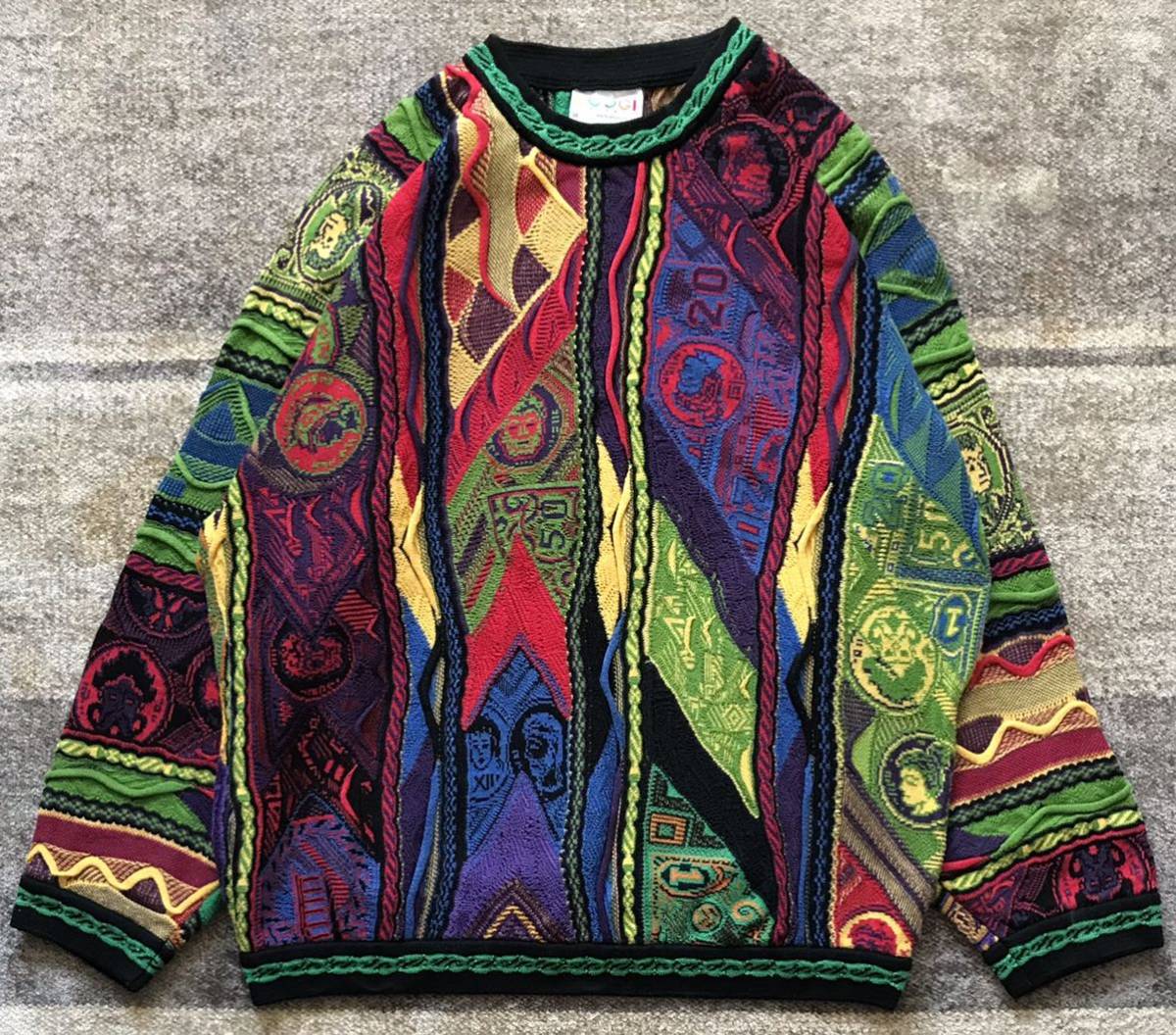 絶妙なカラー配色 芸術 COOGI クージー 3D コットン ニット セーター 