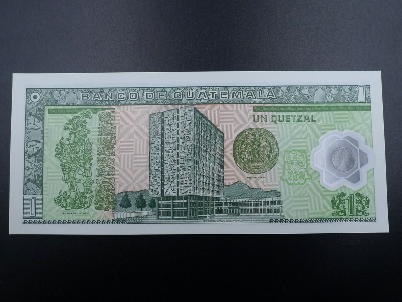 未使用 旧紙幣 中央アメリカ グアテマラ 2008年 1ケツァル ポリマー旧紙幣 プラスティック 軍事指導者 Jos Mara Orellana_画像2
