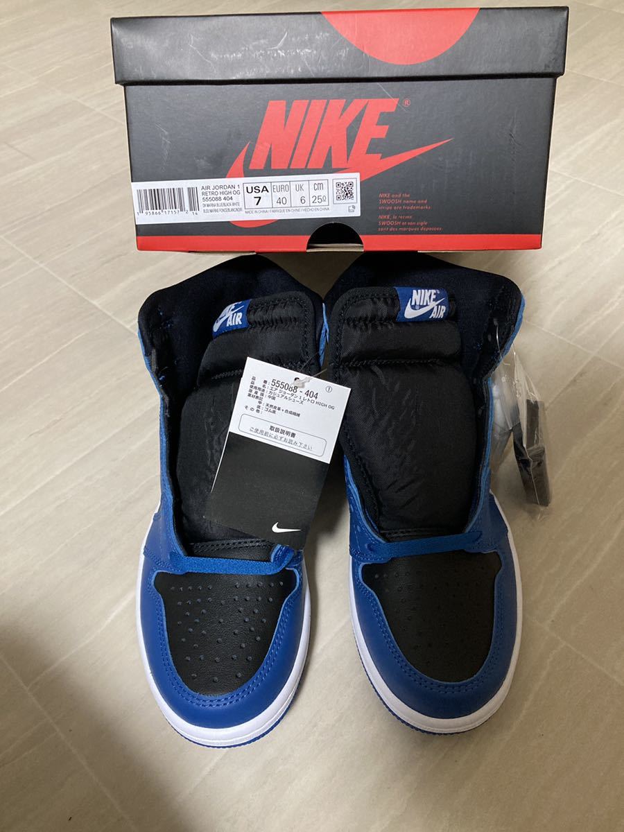 US7 25cm エア ジョーダン 1 レトロ HIGH OG Dark Marina Blue ダーク