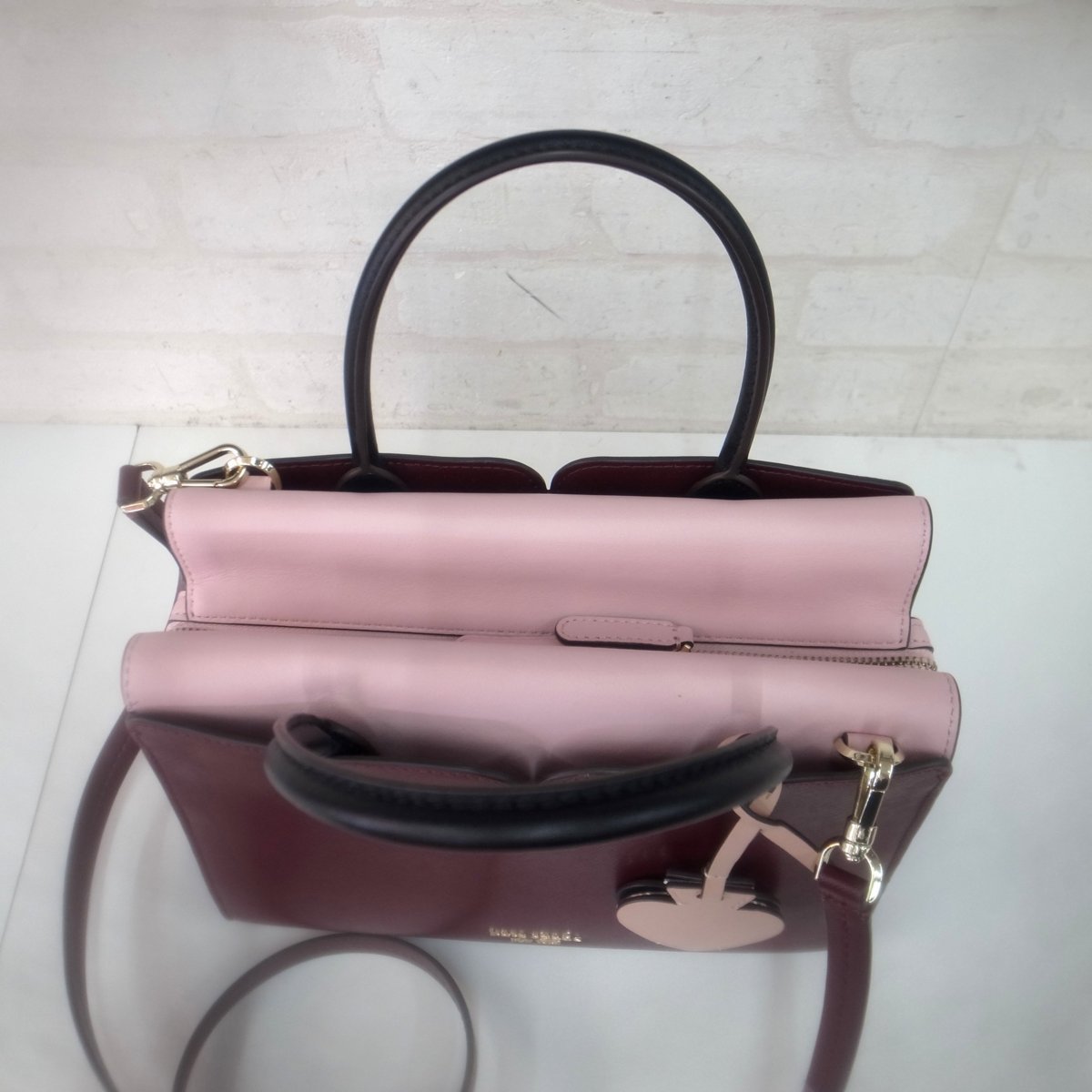 A258T【本物保証】 kate spade new york ケイトスペード 2way ハンドバッグ スペンサー ミディアムサッチェル ミラー付 ピンク系