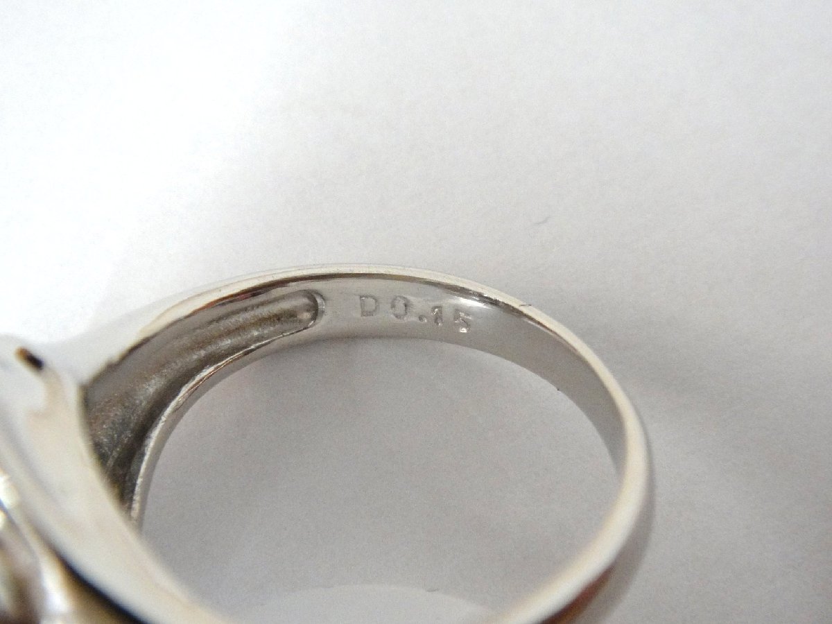 良質 リング ダイヤ0.15ct 珠 ブラックパール PT900 2211T【本物保証