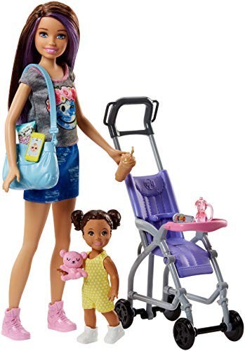 その他 Barbie Babysitting Playset with Skipper Doll, Baby Doll, Bouncy Stroller and Themed Accessories for 3 to 7 Year Olds