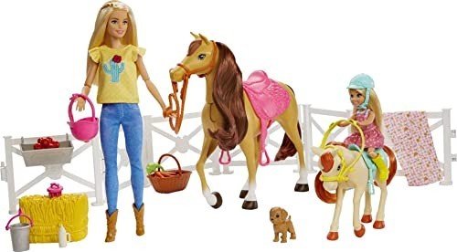 その他 Barbie Playset and Chelsea Blonde Dolls, 2 Horses with Bobbling Heads and 15+ for Kids 3 Years Old and Up