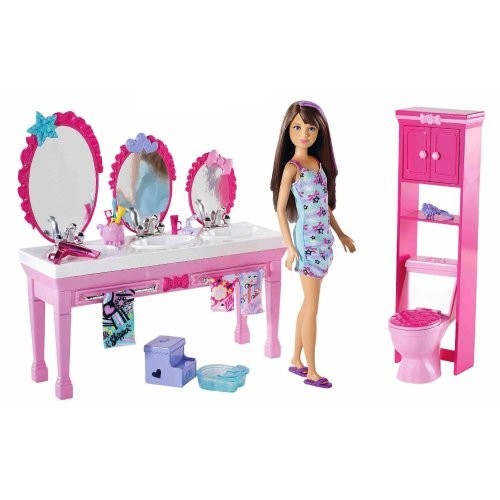 2021年最新海外 Barbie Set Doll Skipper and Bathroom Fun Beauty Sisters その他