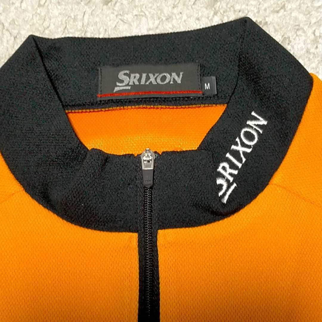 スリクソン SRIXON ハーフジップ半袖ポロシャツ メンズM オレンジ系 ゴルフ タウンユース 美品 送料無料_画像2