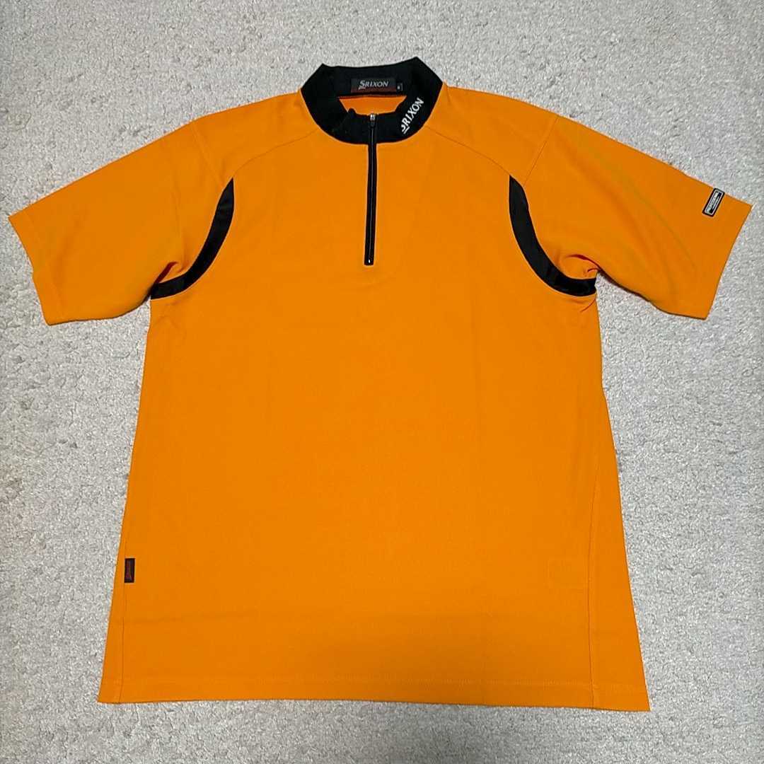 スリクソン SRIXON ハーフジップ半袖ポロシャツ メンズM オレンジ系 ゴルフ タウンユース 美品 送料無料_画像1