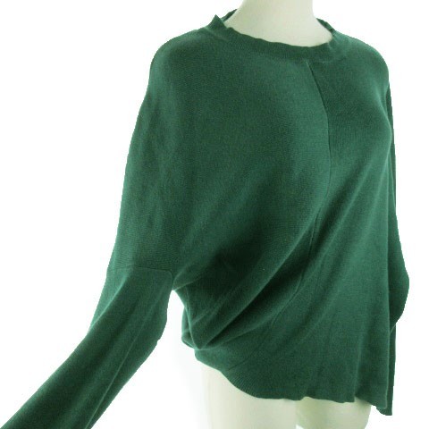  Ungrid вязаный свитер раунд шея длинный рукав шерсть .asimeto Lee деформация F зеленый зеленый 220202AH6A